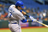 Catcher Salvador Perez of the Kansas City Royals bats against the Tampa Bay Rays at Tropicana Field in St. Petersburg, Florida. Perez played in his first Major League Baseball game. (Photo by Al Messerschmidt/Getty Images)