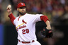 Chris Carpenter of the St. Louis Cardinals pitches in the second inning during Game Seven of the MLB World Series against the Texas Rangers at Busch Stadium in St Louis, Missouri.  (Photo by Ezra Shaw/Getty Images)