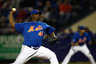 Frank Francisco of the New York Mets pitches during a preseason game against the Washington Nationals at Digital Domain Park in Port St. Lucie, Florida.  (Photo by Sarah Glenn/Getty Images)